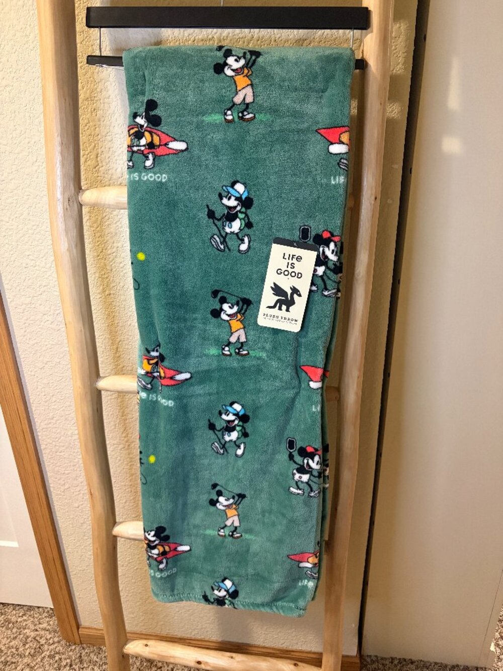 Life Is Good Disney Mickey Minnie Mouse Golf Plush Throw Blanket 50x70 NWT